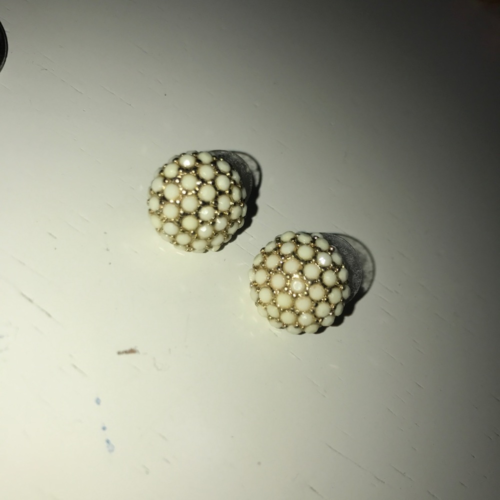 White and Gold Earrings